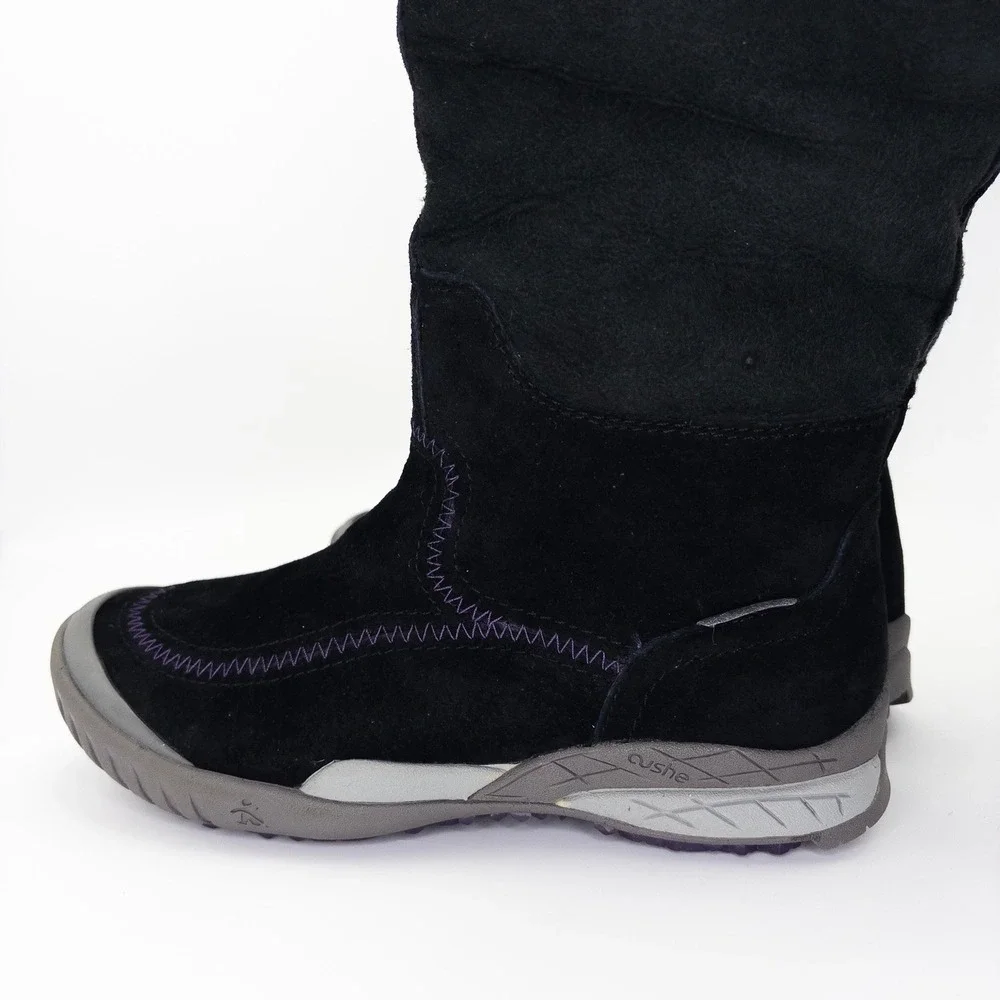 Cushe Wildride UW00553 Black Suede Tall Winter Boots Vibram Sole Women's 6